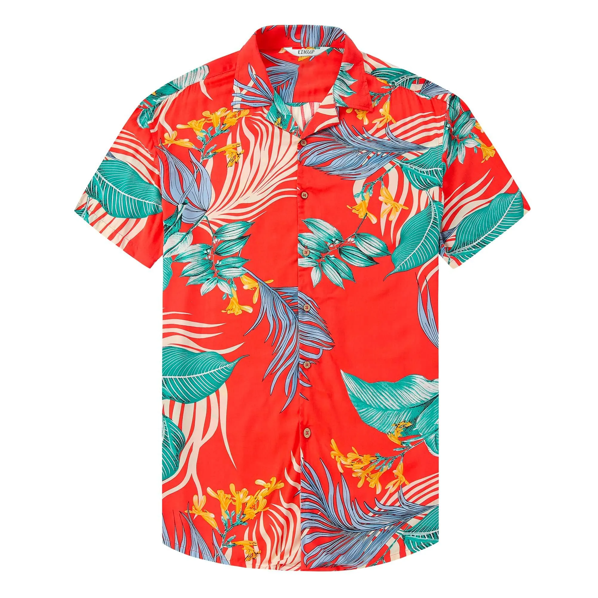 Men's Hawaiian Shirt Tops Vintage Short Sleeve Button Down Beach Shirt Male Tropical Floral Summer Pullover Party Holiday