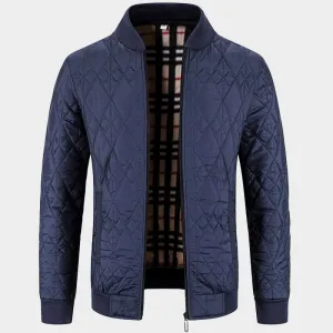 Men's Quilted Bomber Jacket with Checkered Lining
