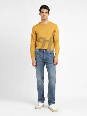Men's Solid Yellow Crew Neck Sweater
