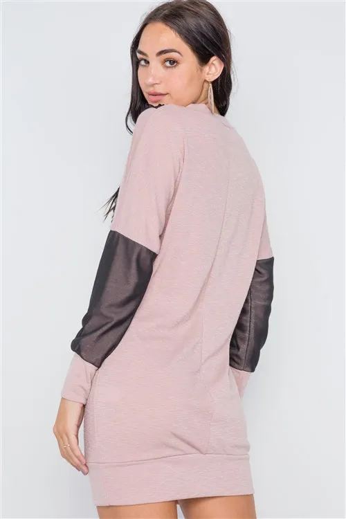 Mesh Tunic Sweater Dress | Mauve