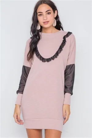 Mesh Tunic Sweater Dress | Mauve