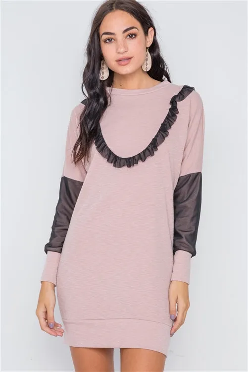 Mesh Tunic Sweater Dress | Mauve
