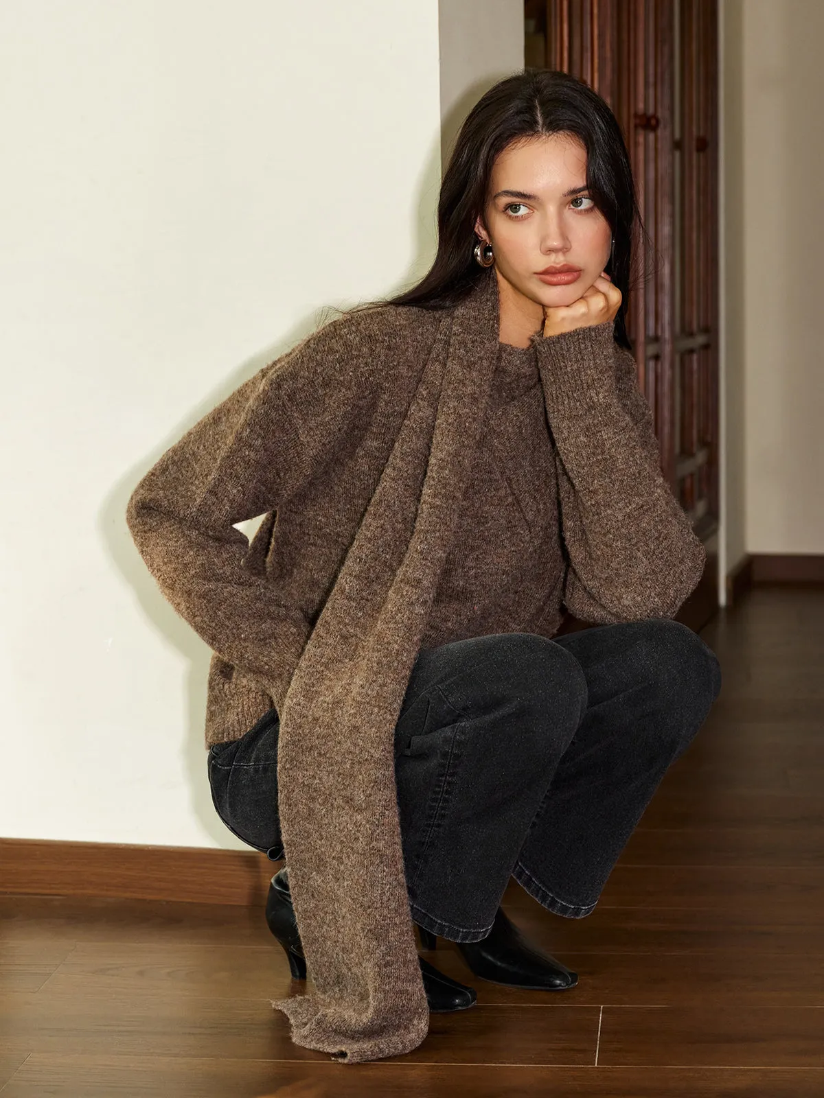 Minimalist Wool-Blend Scarf Sweater