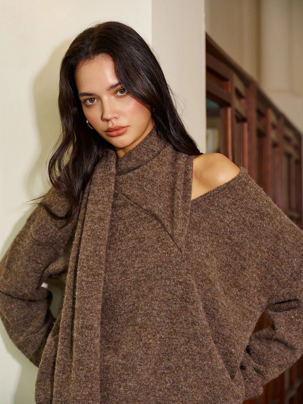 Minimalist Wool-Blend Scarf Sweater