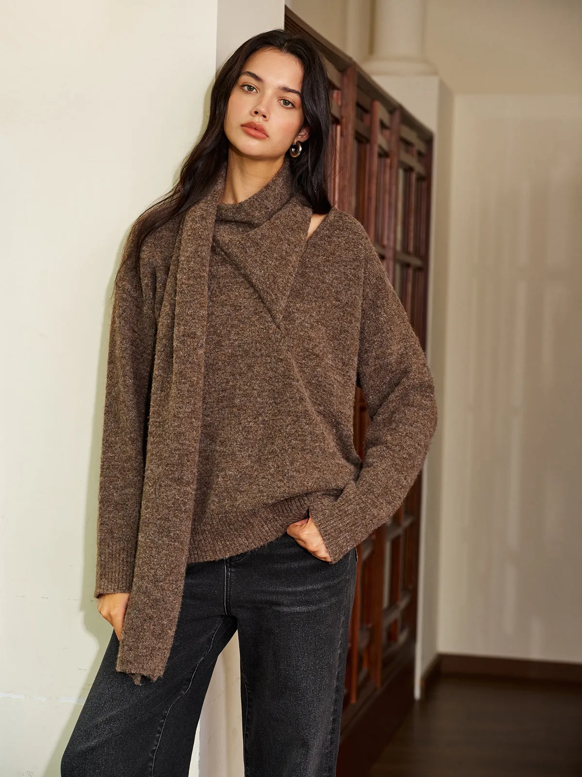 Minimalist Wool-Blend Scarf Sweater