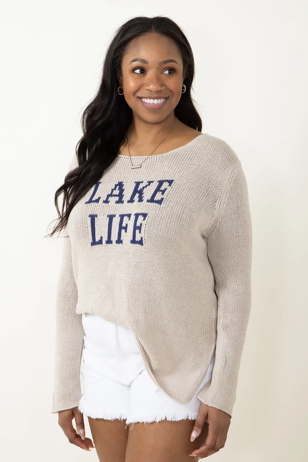 Miracle Lake Life Sweater for Women in Khaki | F139-KHAKIBLUE