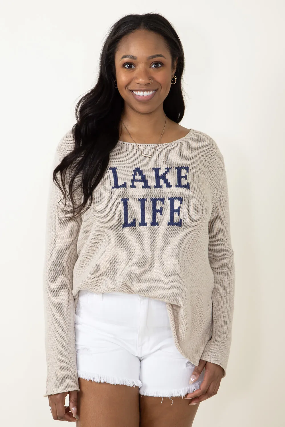 Miracle Lake Life Sweater for Women in Khaki | F139-KHAKIBLUE