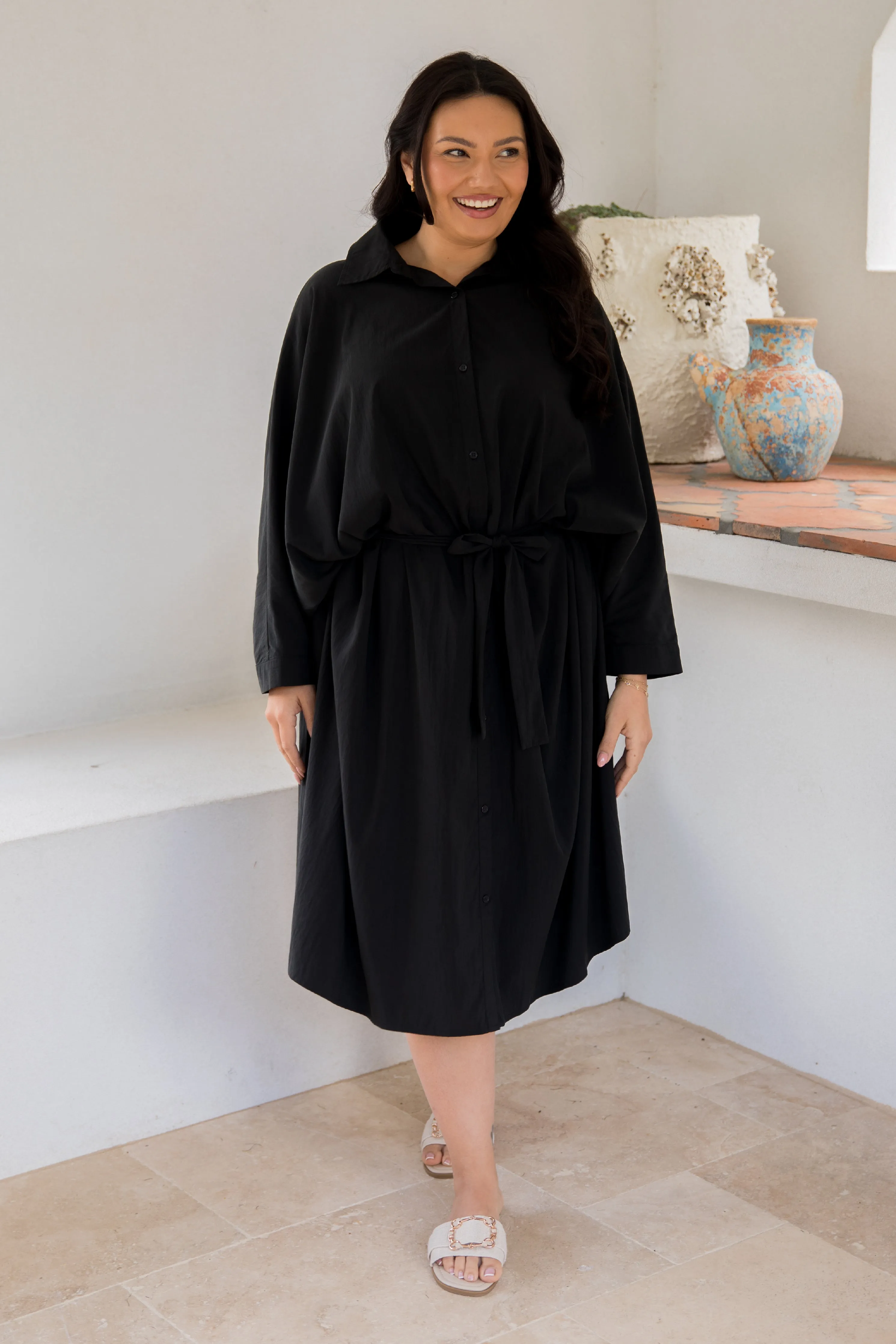 Miracle Shirt Dress | Black | FINAL SALE