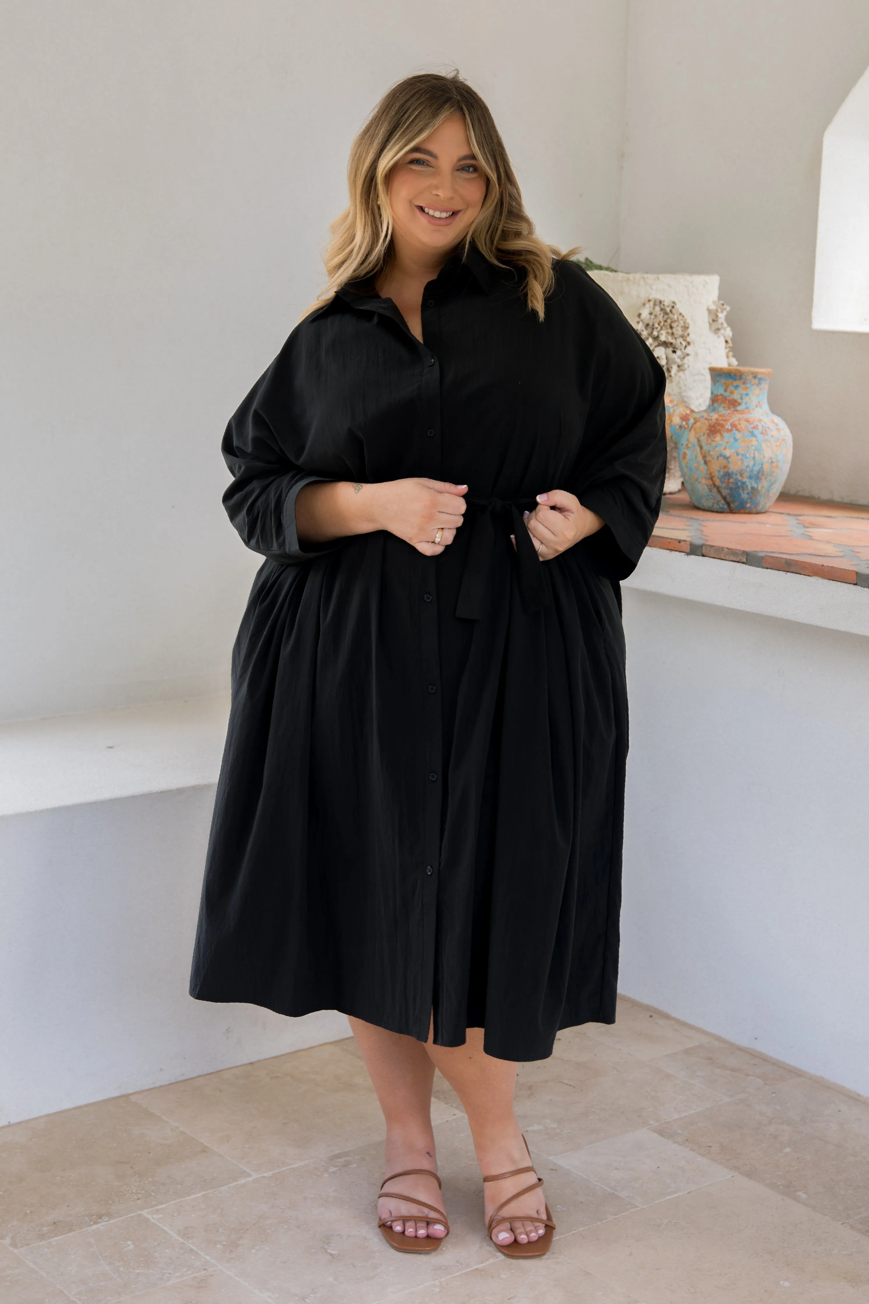 Miracle Shirt Dress | Black | FINAL SALE