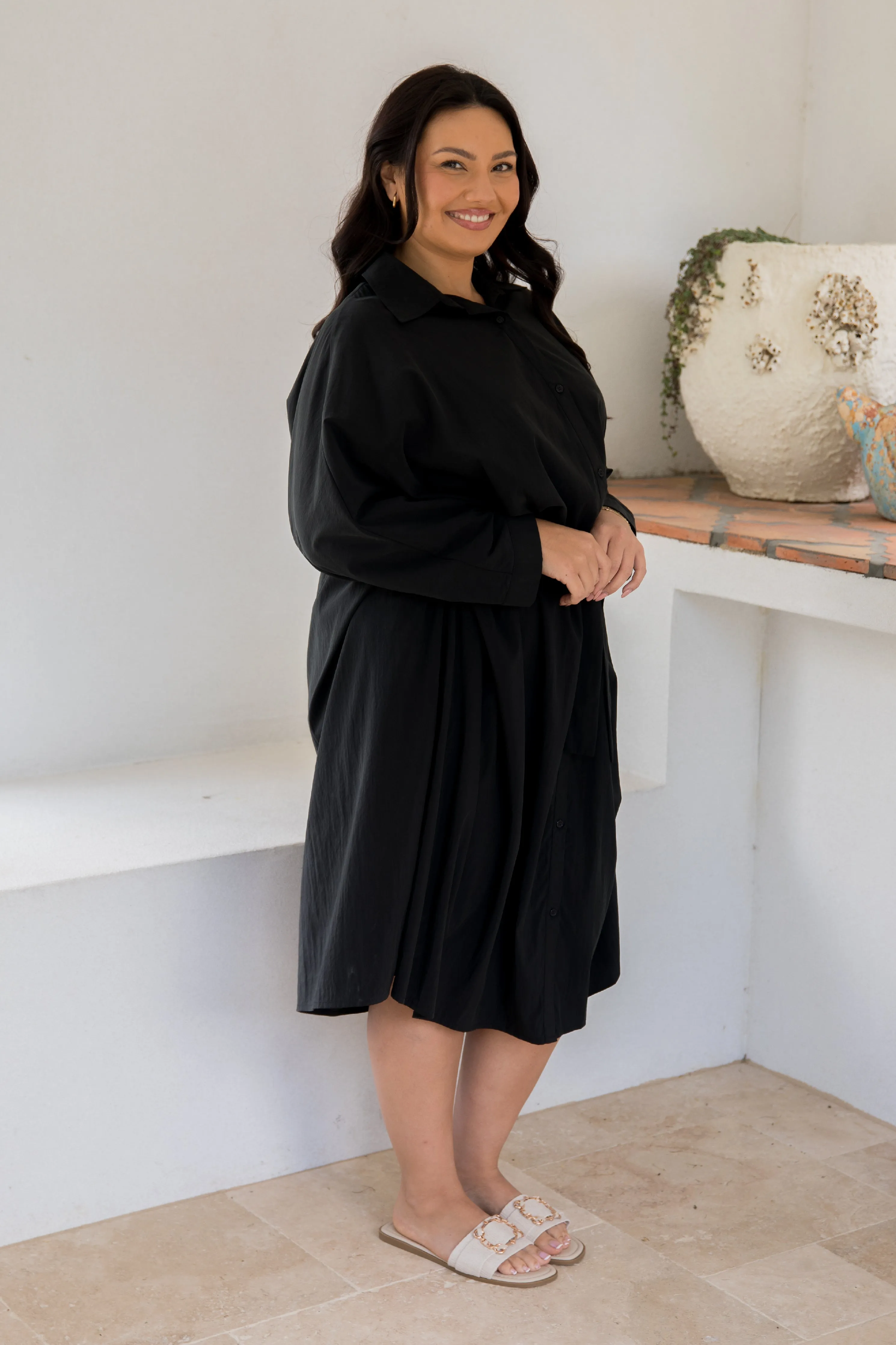 Miracle Shirt Dress | Black | FINAL SALE