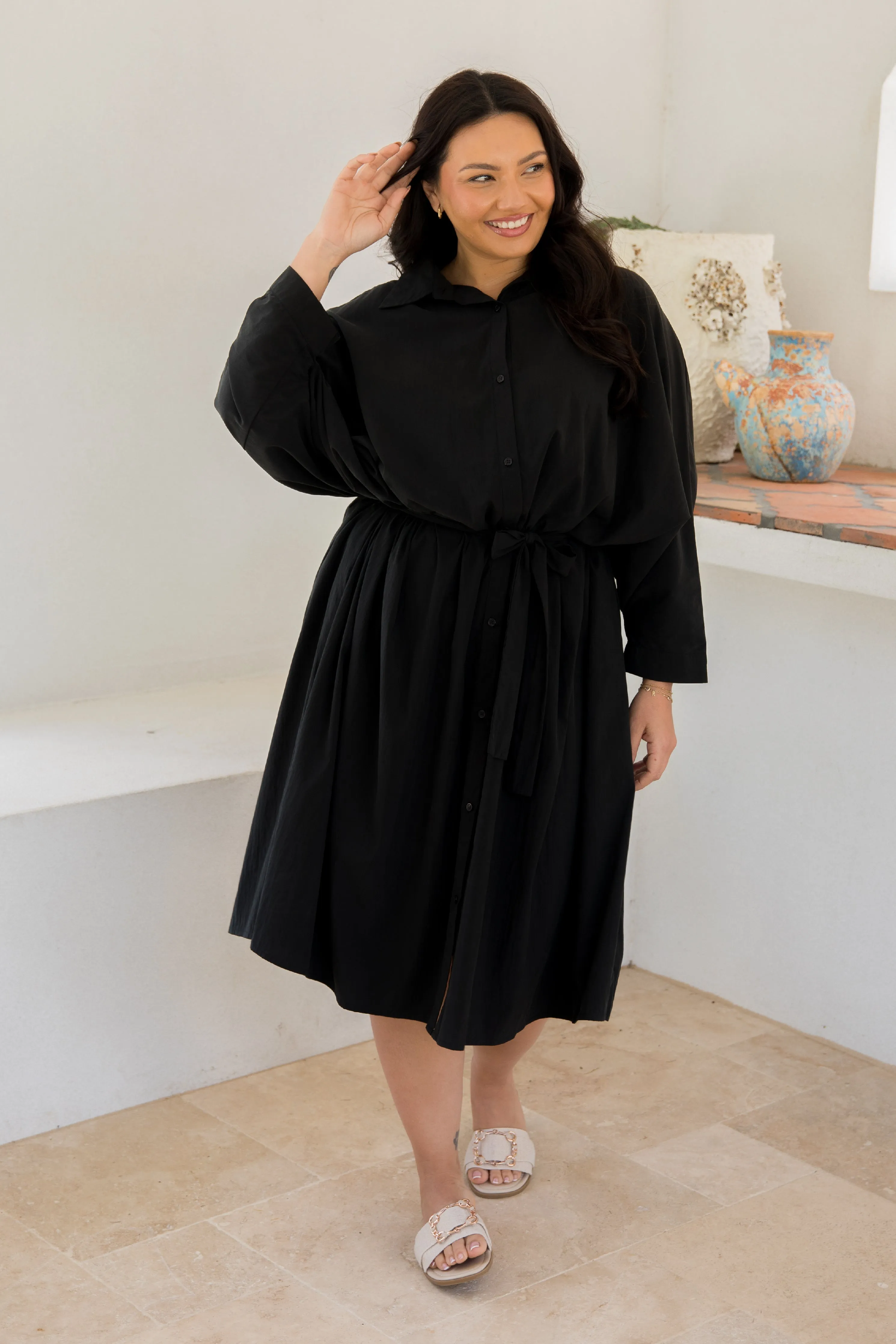 Miracle Shirt Dress | Black | FINAL SALE