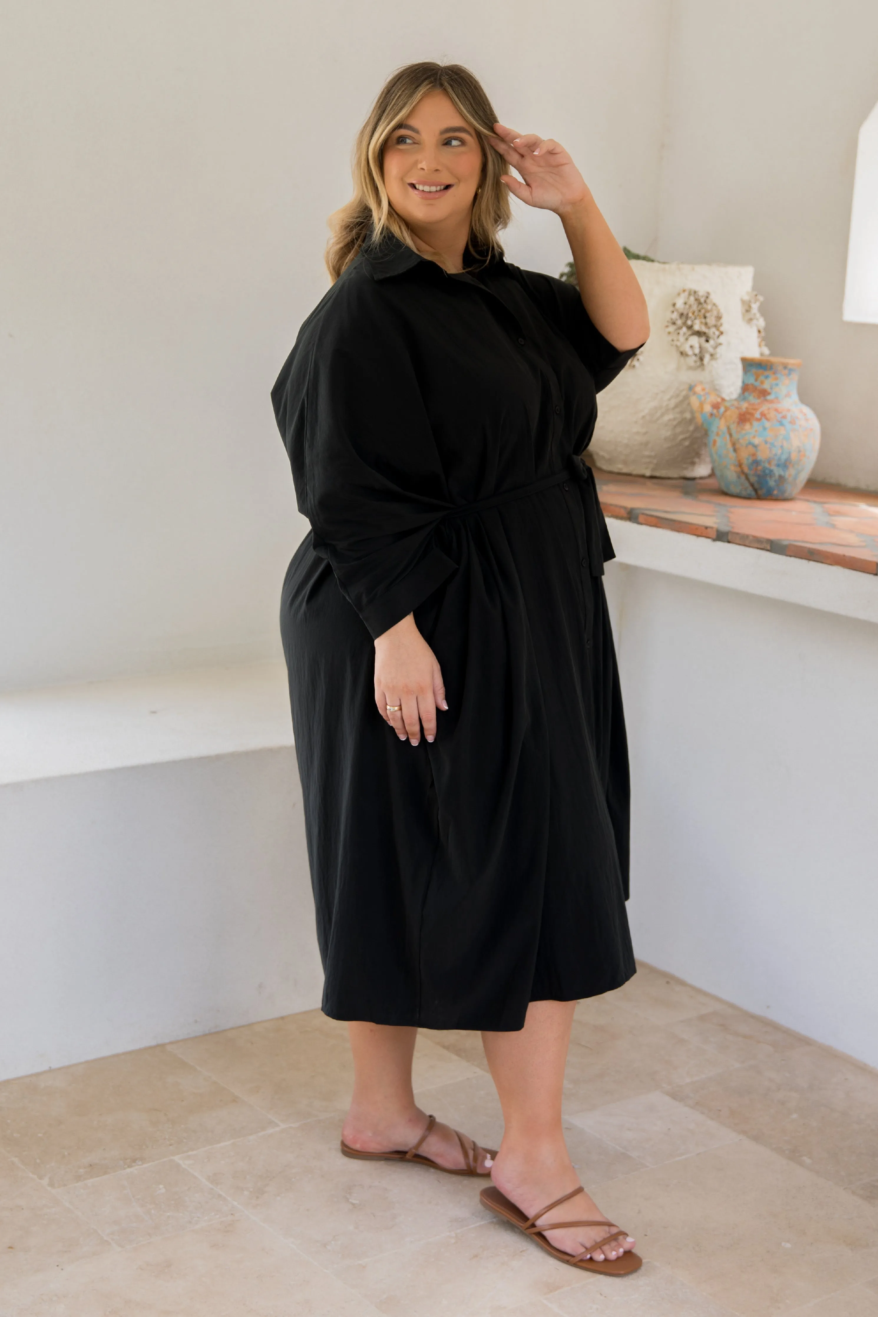 Miracle Shirt Dress | Black | FINAL SALE