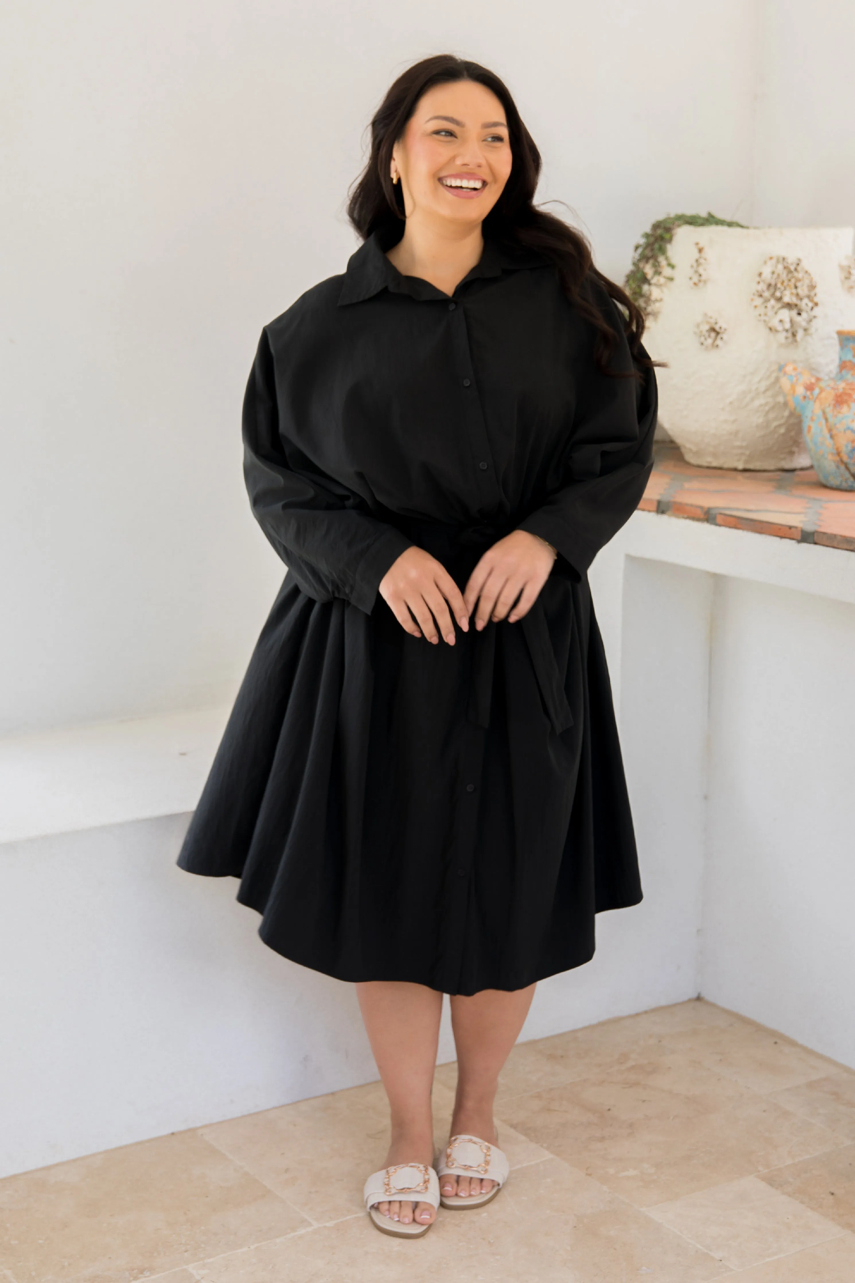 Miracle Shirt Dress | Black | FINAL SALE