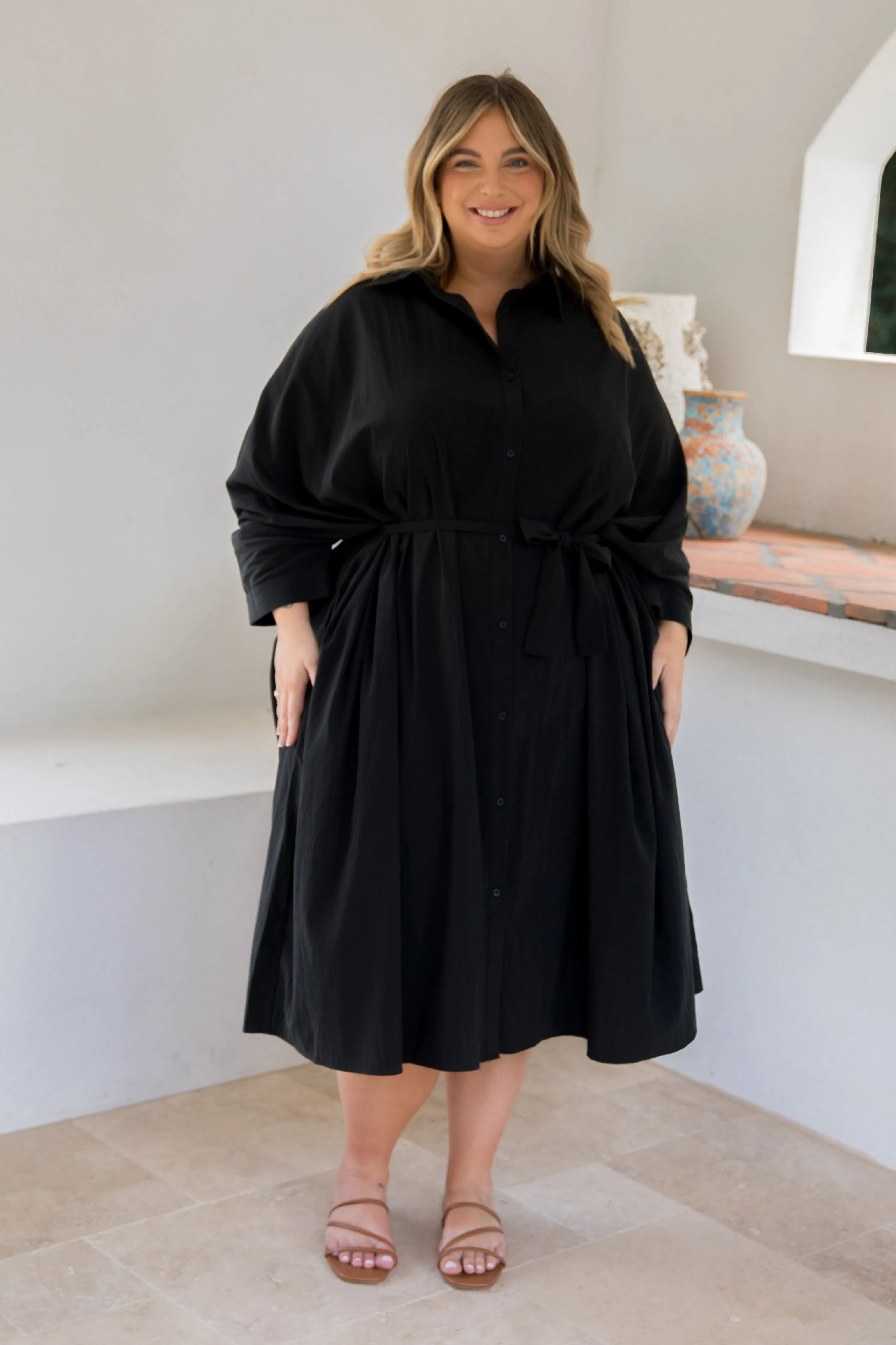 Miracle Shirt Dress | Black | FINAL SALE