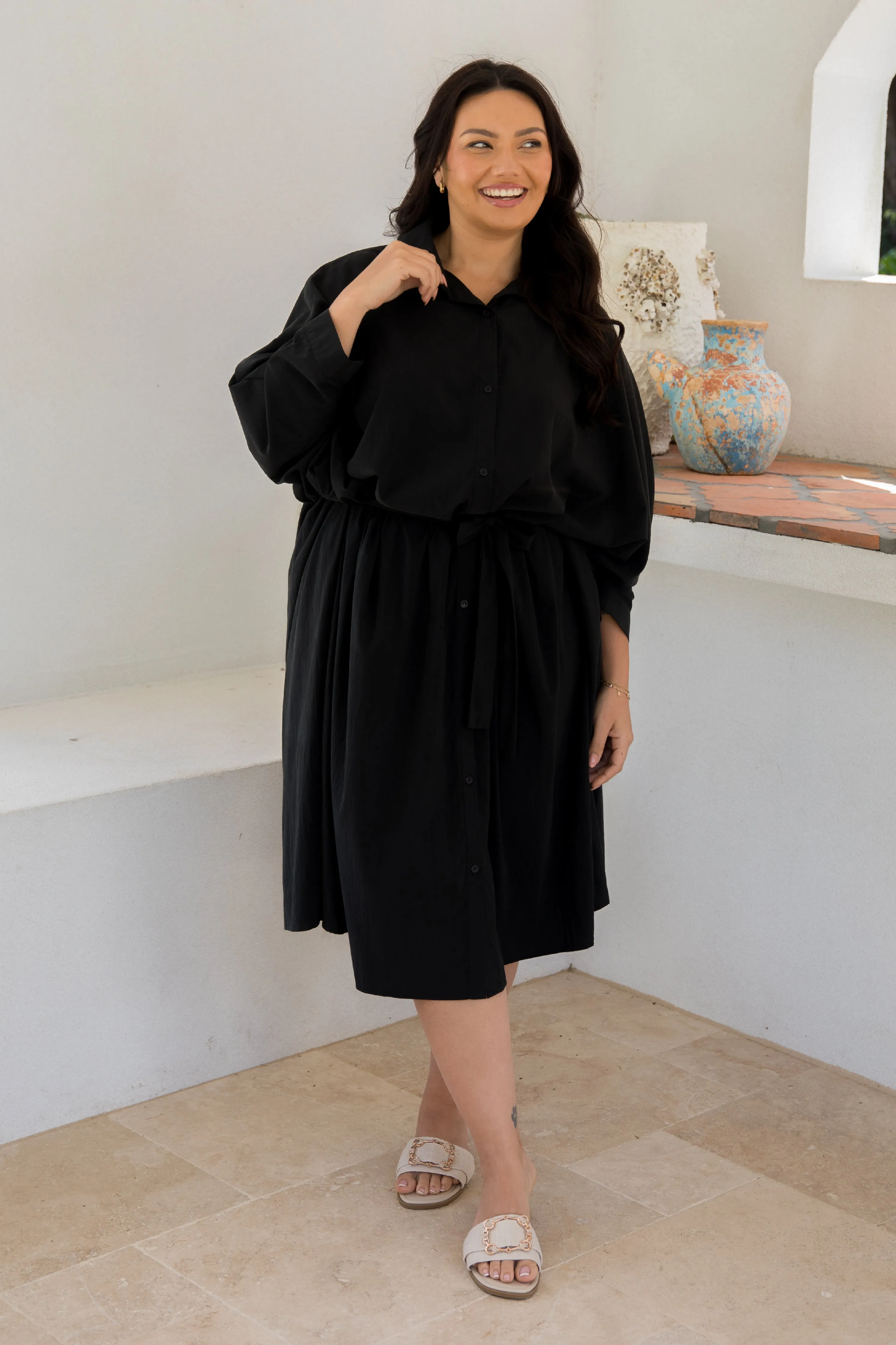 Miracle Shirt Dress | Black | FINAL SALE