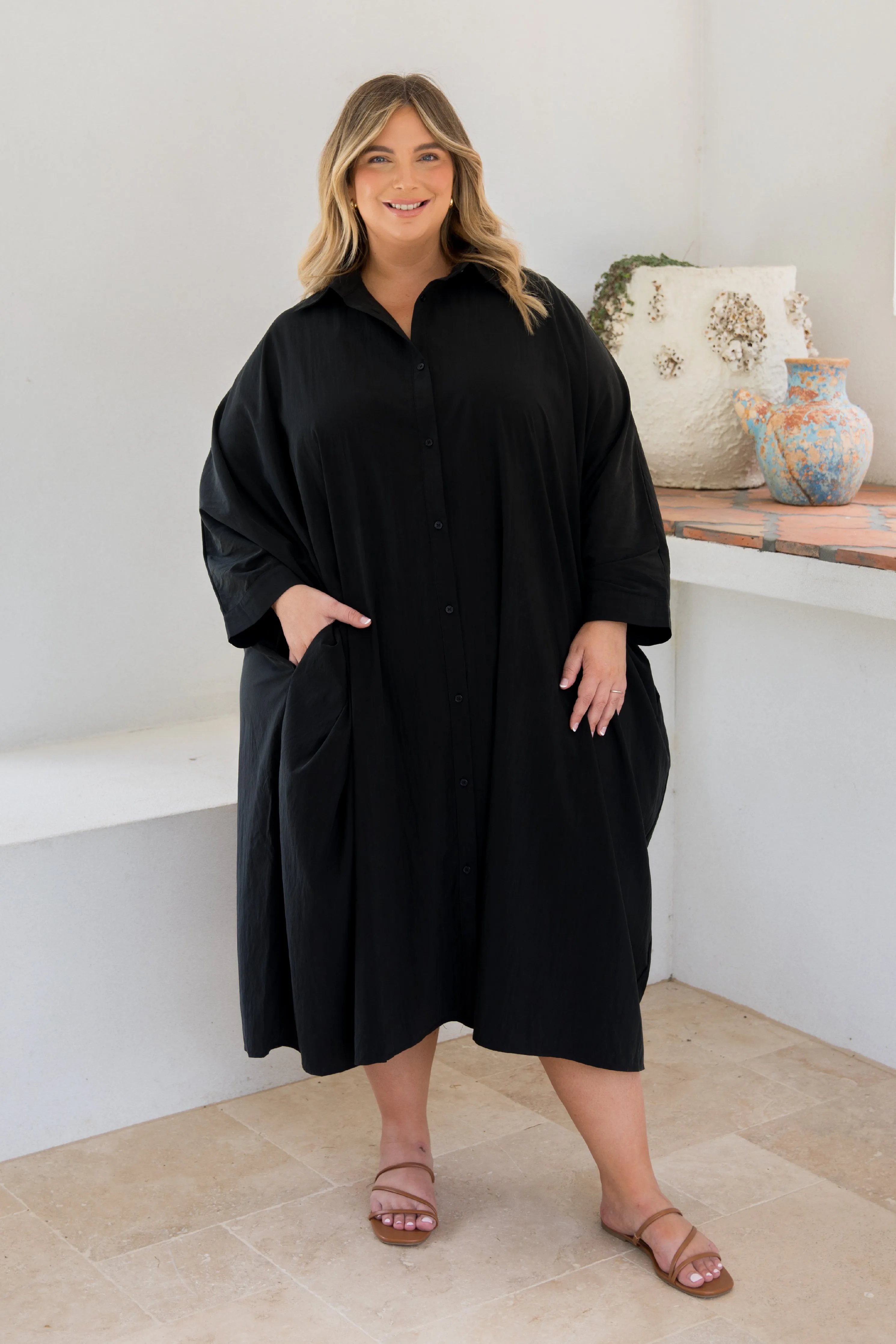 Miracle Shirt Dress | Black | FINAL SALE