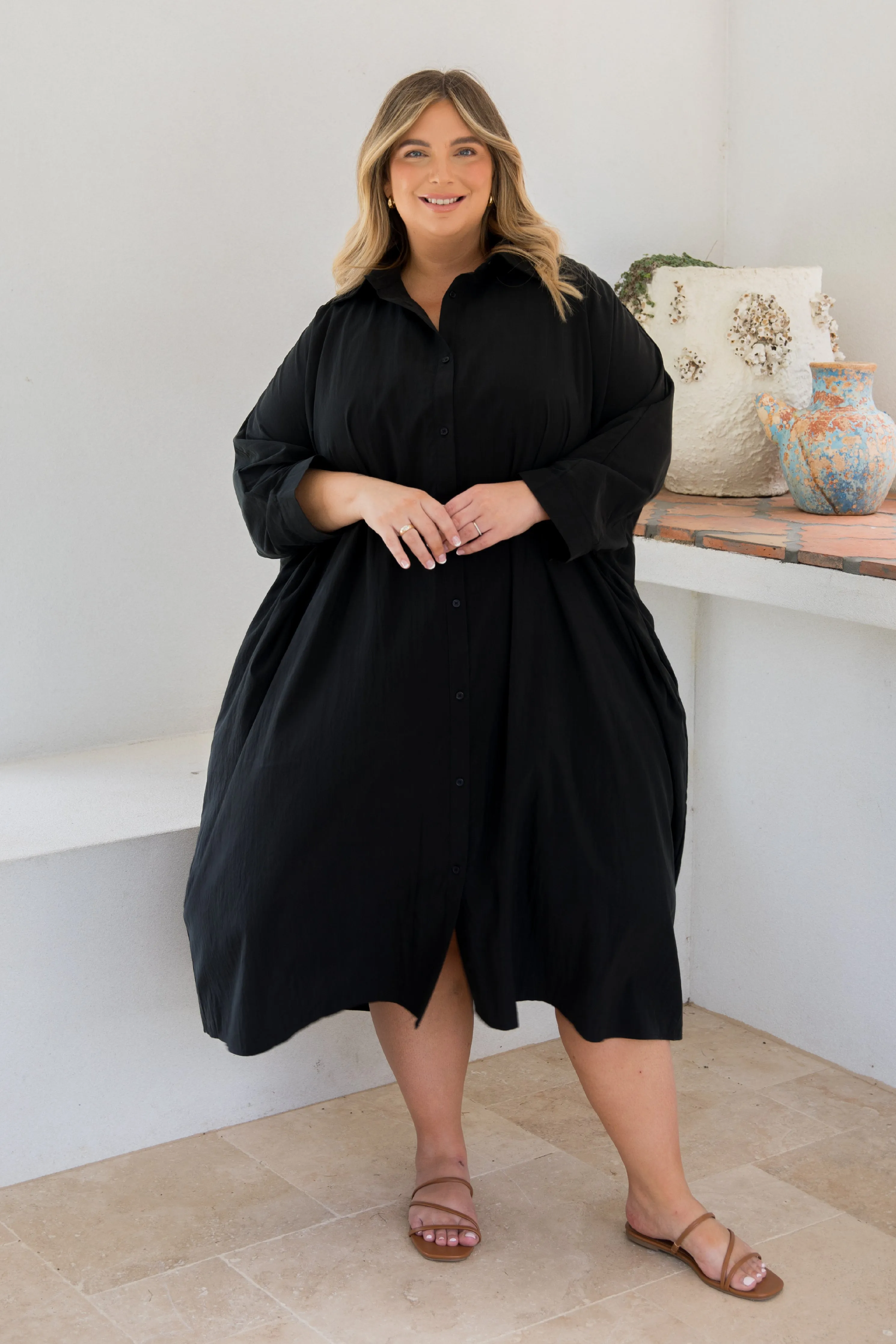 Miracle Shirt Dress | Black | FINAL SALE