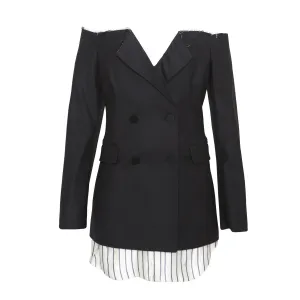 MONSE Ciara Off-the-shoulder Black Blazer Dress