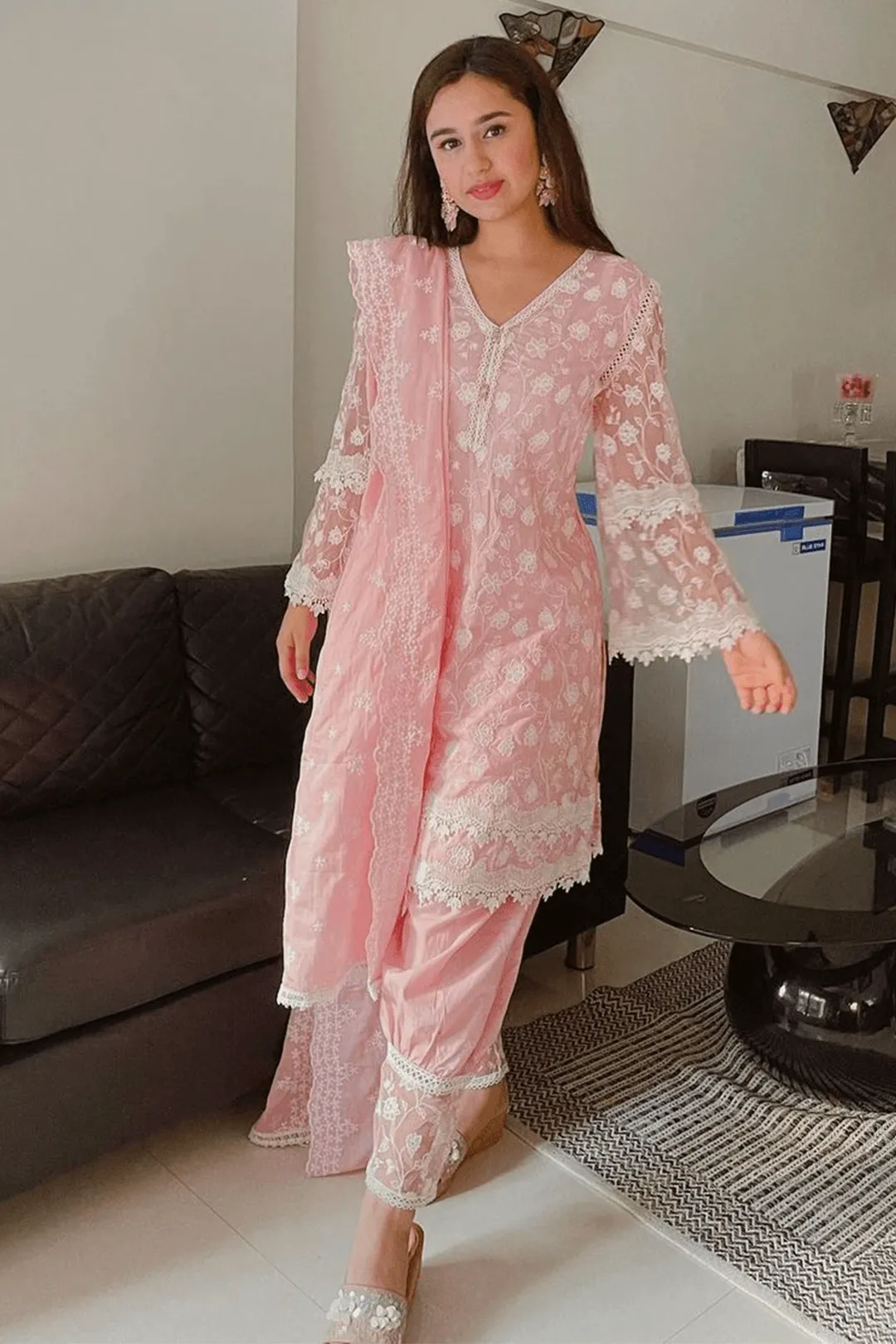Mulmul Cotton ALEEZA Kurta With ALEEZA pyajama