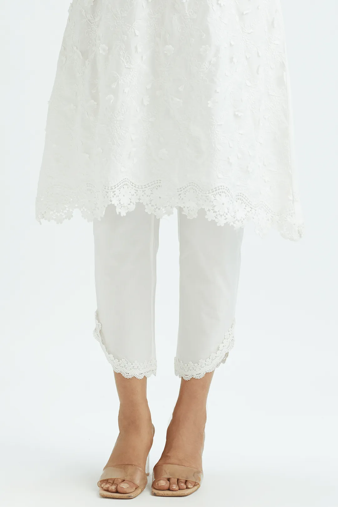 Mulmul Cotton BayBreeze White Kurta With Rounded Hem Pyajama White