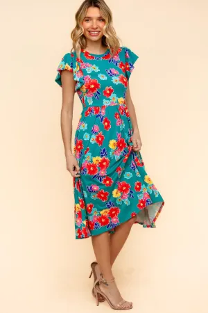 My Floral Spring Fit & Flare Midi Dress with Pockets | S-3X