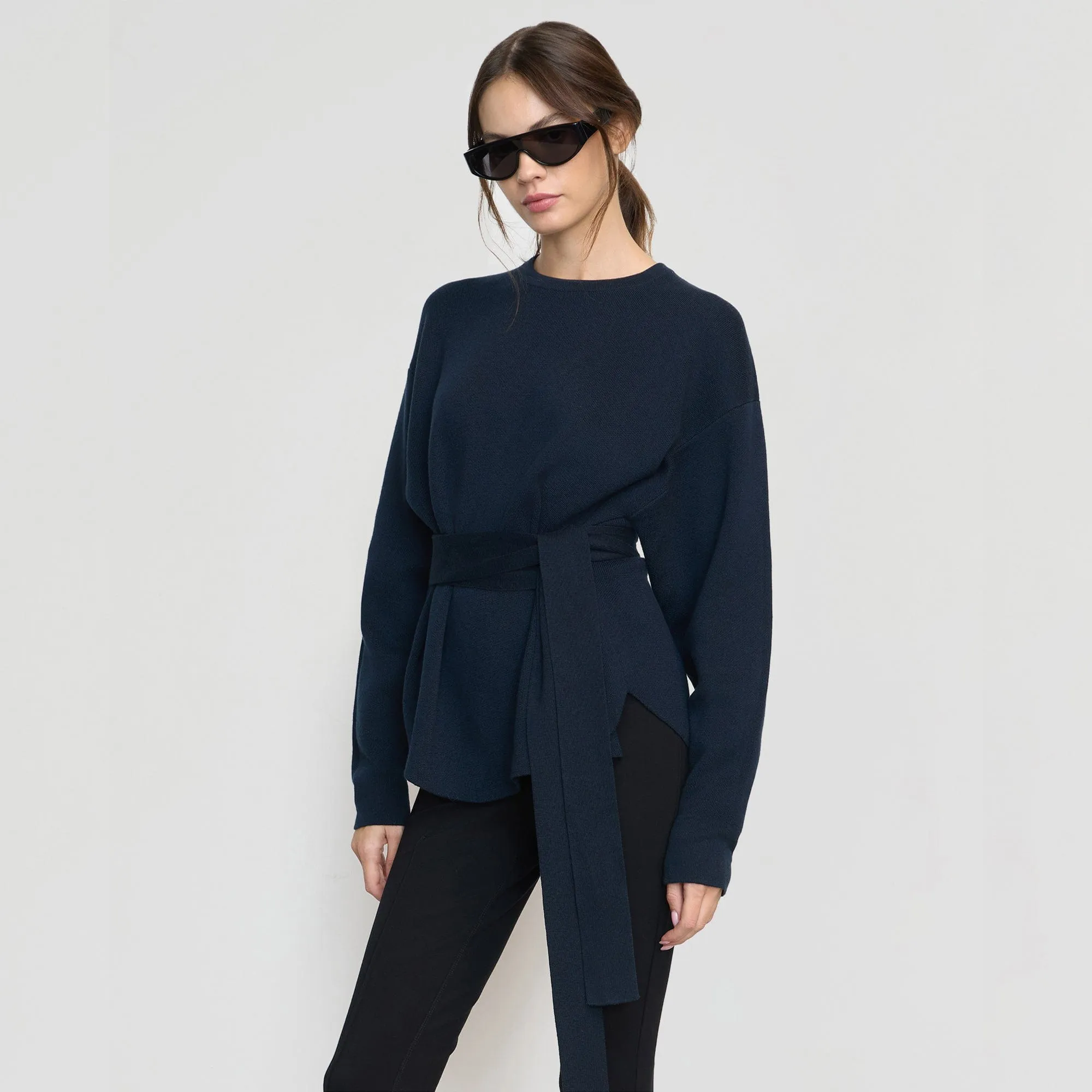 Nara Tie-Front Knit Sweater