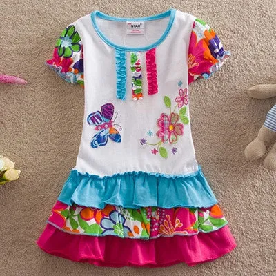 NEAT christmas cotton baby girl clothes Fashion embroidery butterfly lace dress tutu cartoon children dresses clothing L65518#