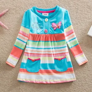NEAT christmas cotton baby girl clothes Fashion embroidery butterfly lace dress tutu cartoon children dresses clothing L65518#
