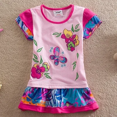 NEAT christmas cotton baby girl clothes Fashion embroidery butterfly lace dress tutu cartoon children dresses clothing L65518#