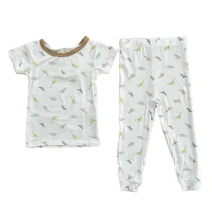 Neutral Dinos Short Sleeve Bamboo Pajama Set