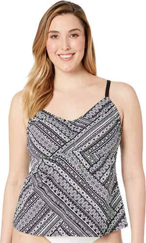 New 24th & Ocean Womens Plus Size Over The Shoulder Tankini Swimsuit Top, bottom sold separately, Sz 22W! Retails $69 