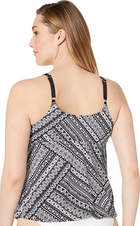 New 24th & Ocean Womens Plus Size Over The Shoulder Tankini Swimsuit Top, bottom sold separately, Sz 22W! Retails $69 