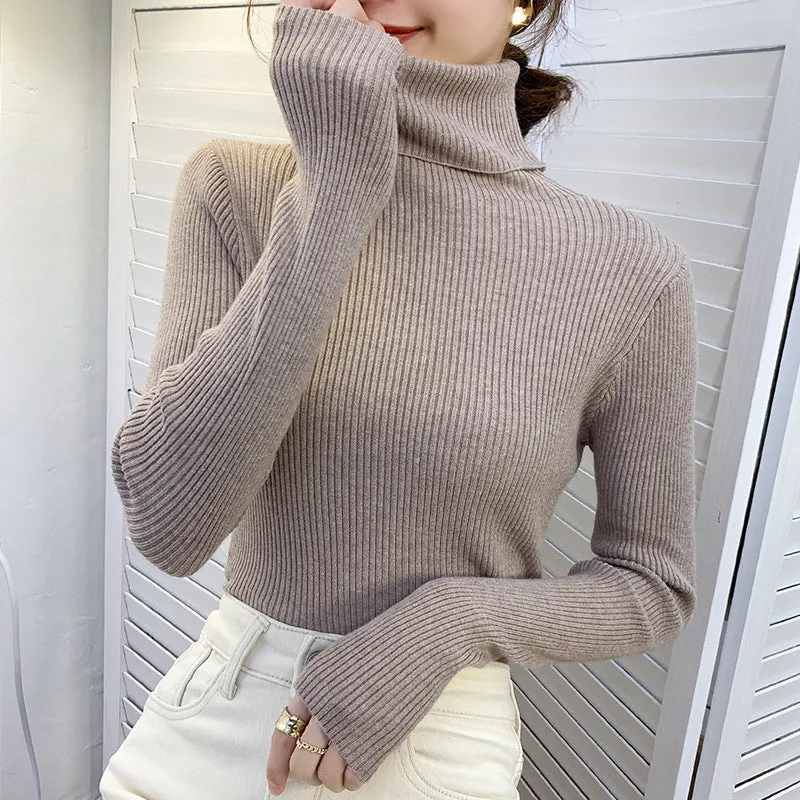 New Women's Turtleneck Sweater, Autumn and Winter Pullover, Long Sleeve, Versatile, Slimming, Bottoming Shirt, Women's Knitted Sweater C-241017-1