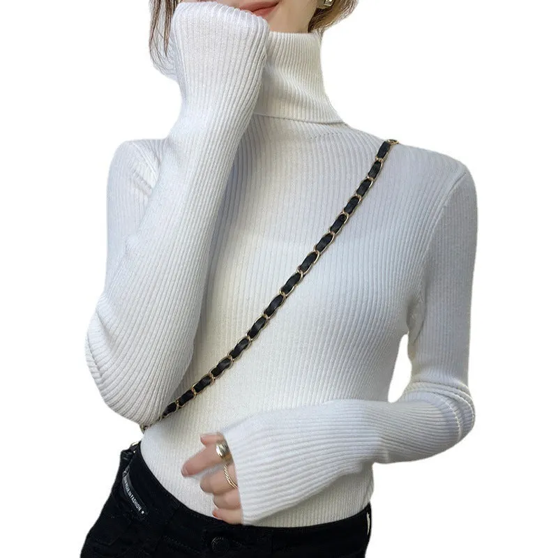 New Women's Turtleneck Sweater, Autumn and Winter Pullover, Long Sleeve, Versatile, Slimming, Bottoming Shirt, Women's Knitted Sweater C-241017-1