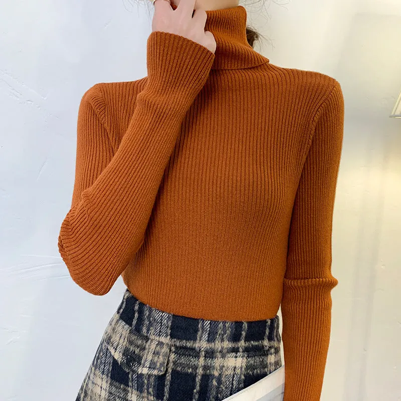 New Women's Turtleneck Sweater, Autumn and Winter Pullover, Long Sleeve, Versatile, Slimming, Bottoming Shirt, Women's Knitted Sweater C-241017-1