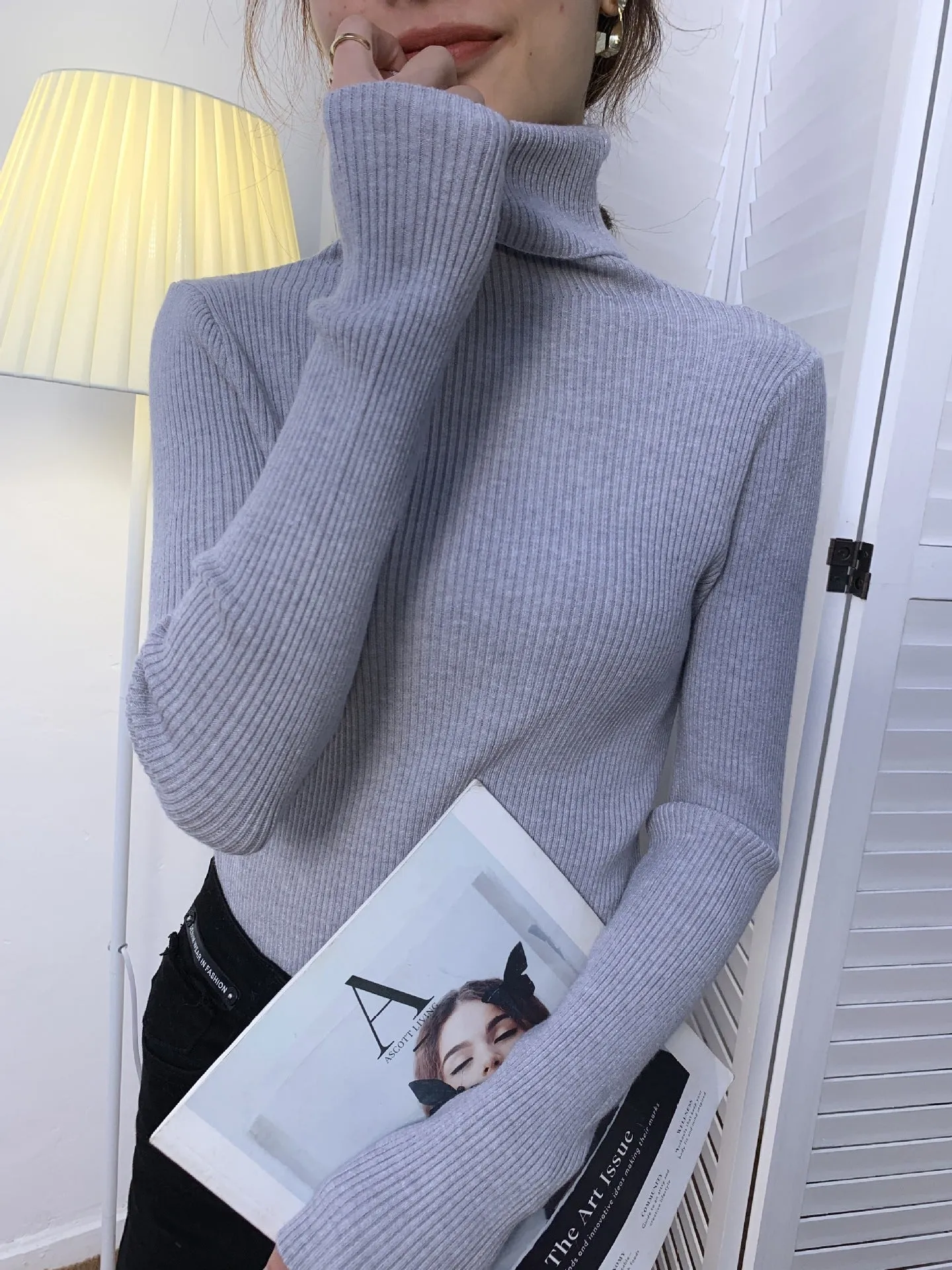 New Women's Turtleneck Sweater, Autumn and Winter Pullover, Long Sleeve, Versatile, Slimming, Bottoming Shirt, Women's Knitted Sweater C-241017-1