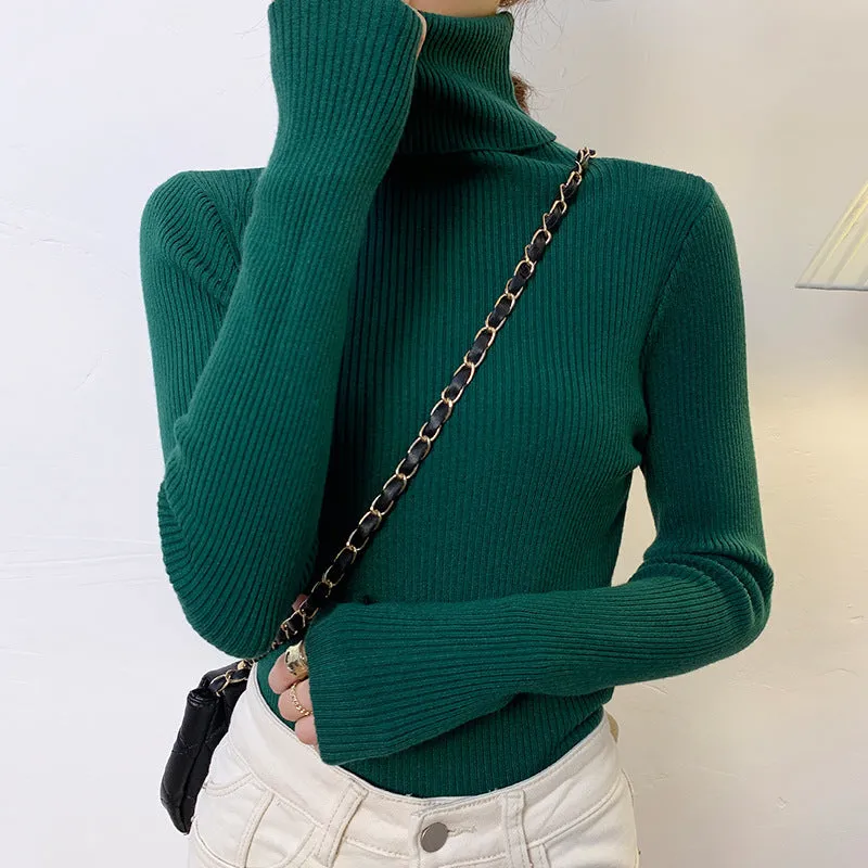 New Women's Turtleneck Sweater, Autumn and Winter Pullover, Long Sleeve, Versatile, Slimming, Bottoming Shirt, Women's Knitted Sweater C-241017-1