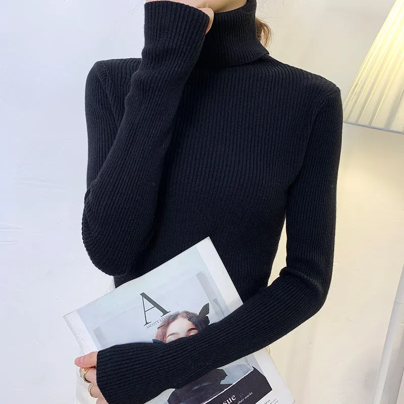 New Women's Turtleneck Sweater, Autumn and Winter Pullover, Long Sleeve, Versatile, Slimming, Bottoming Shirt, Women's Knitted Sweater C-241017-1