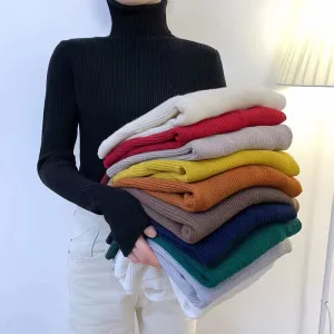 New Women's Turtleneck Sweater, Autumn and Winter Pullover, Long Sleeve, Versatile, Slimming, Bottoming Shirt, Women's Knitted Sweater C-241017-1