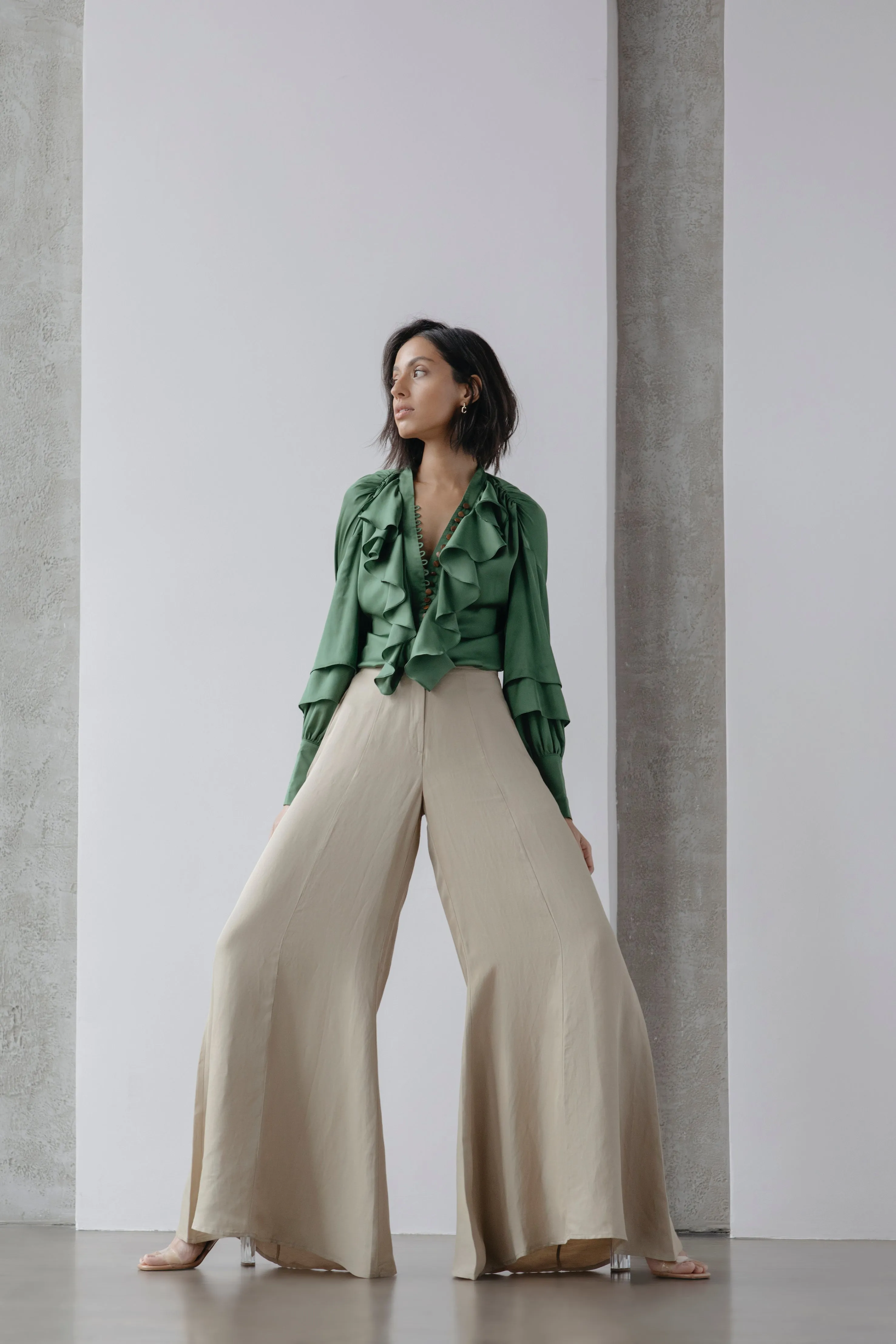 Nina Palazzo Pants - Beige