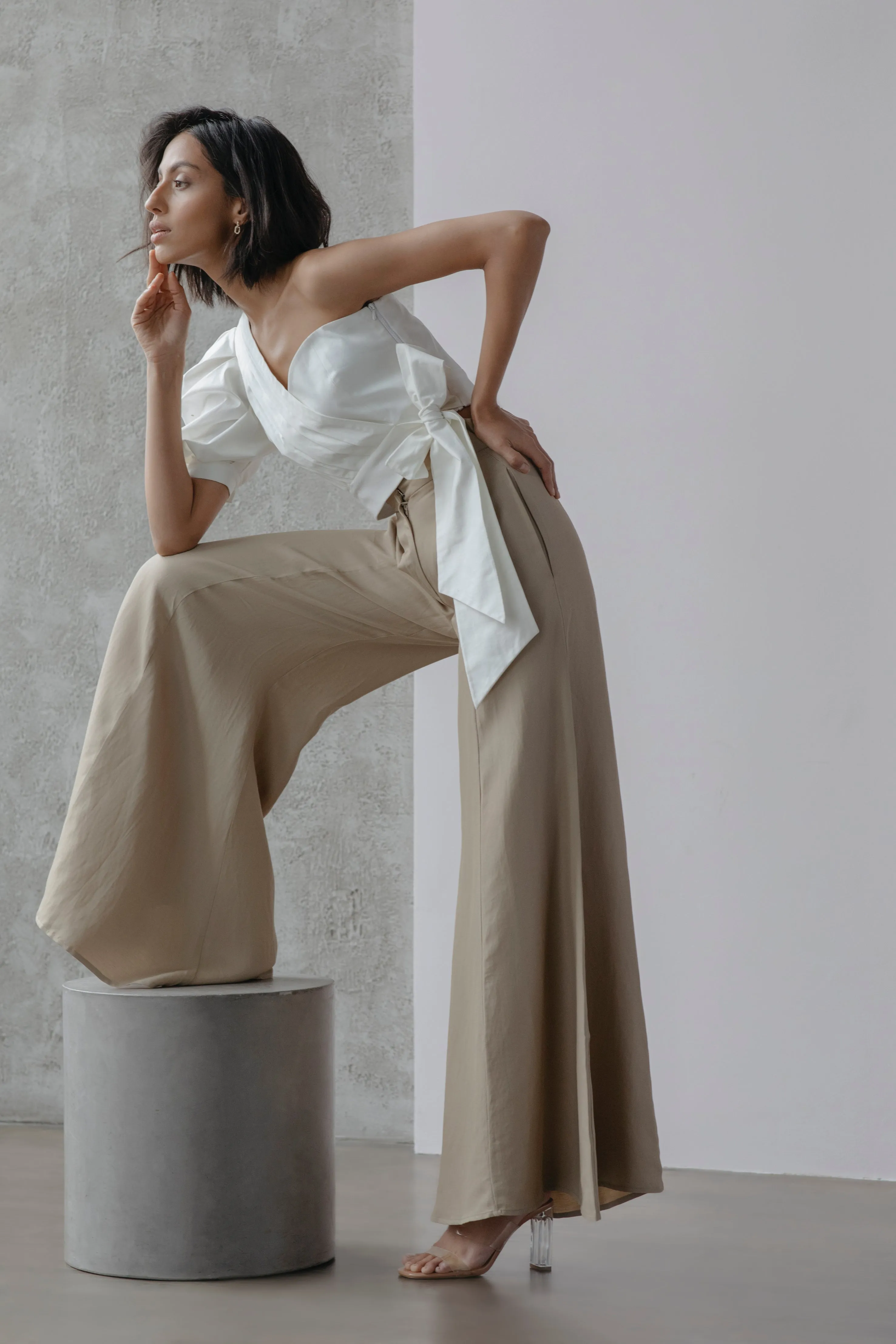 Nina Palazzo Pants - Beige