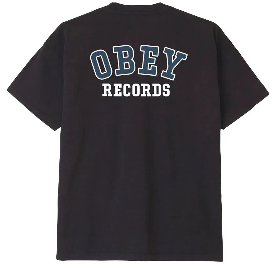 Obey records t-shirt off black