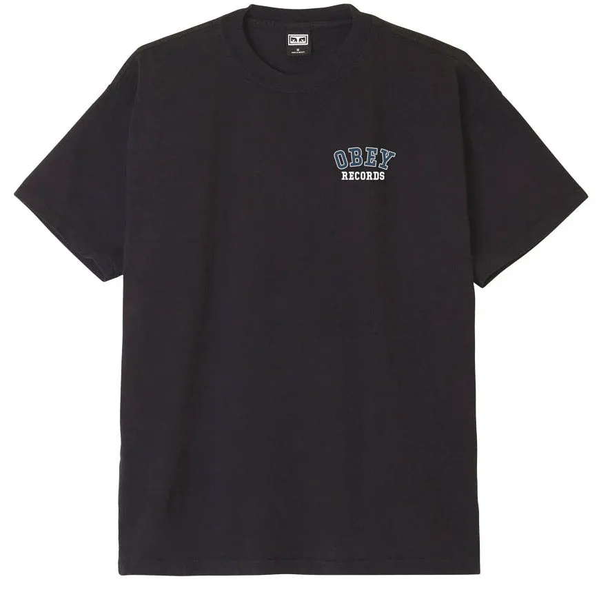 Obey records t-shirt off black