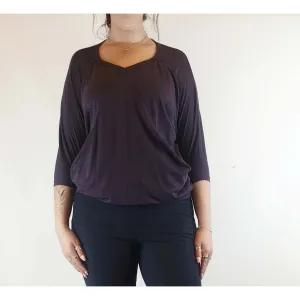 Obus purple 100% merino wool batwing style top size 3 (best fits size 12)