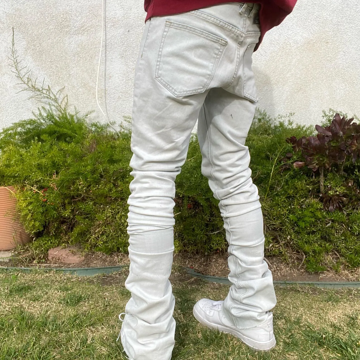 Off-White Solid Street Denim Straight Leg Pants