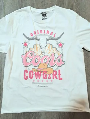 Original Coors Cowgirl Pastel White T-Shirt