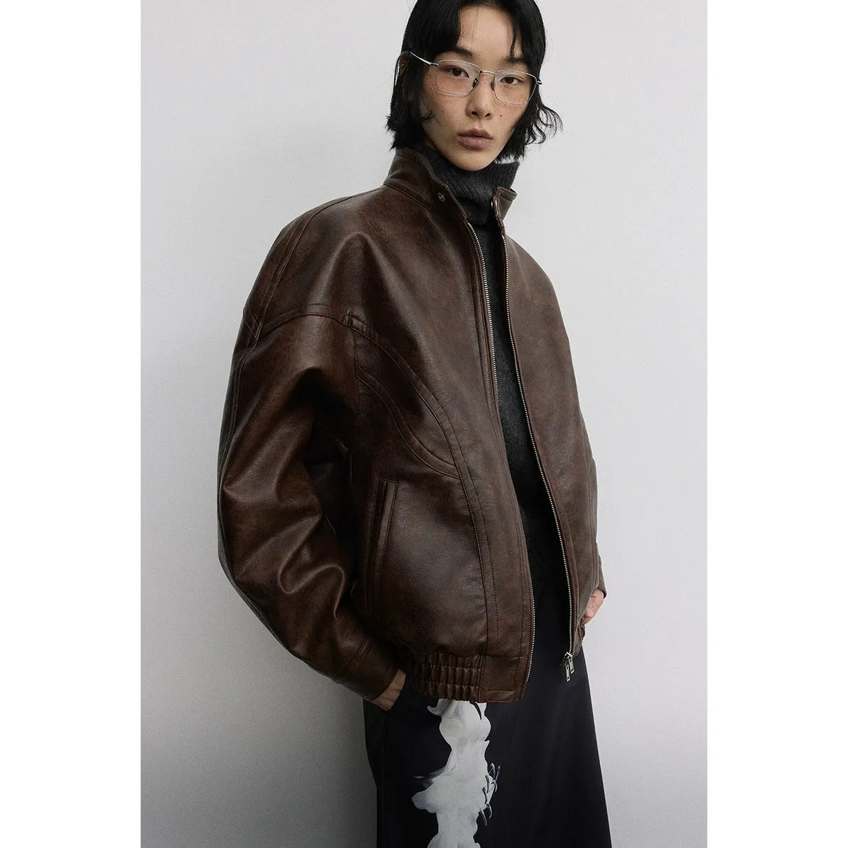 Oversized Faux Leather Jacket