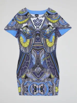 Pattern Print Crewneck Dress