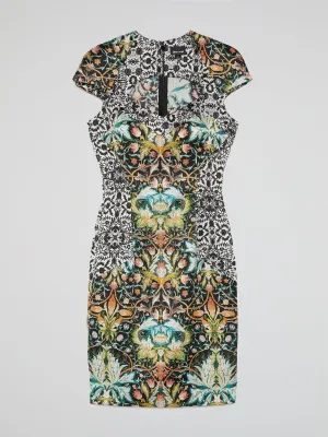 Pattern Print Cut Out Dress