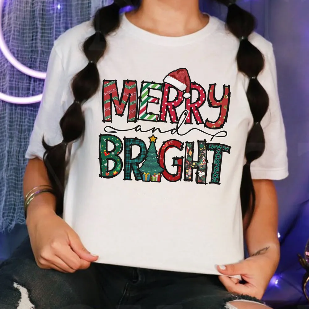 Personalized Christmas T-Shirt Merry Bright